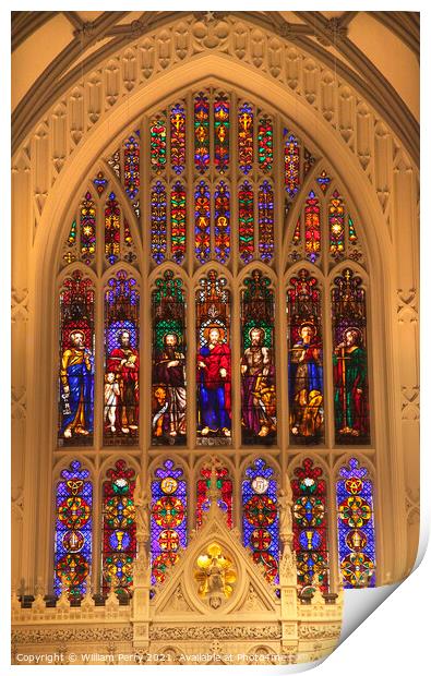 Trinity Church New York City Inside Stained Glass Print by William Perry