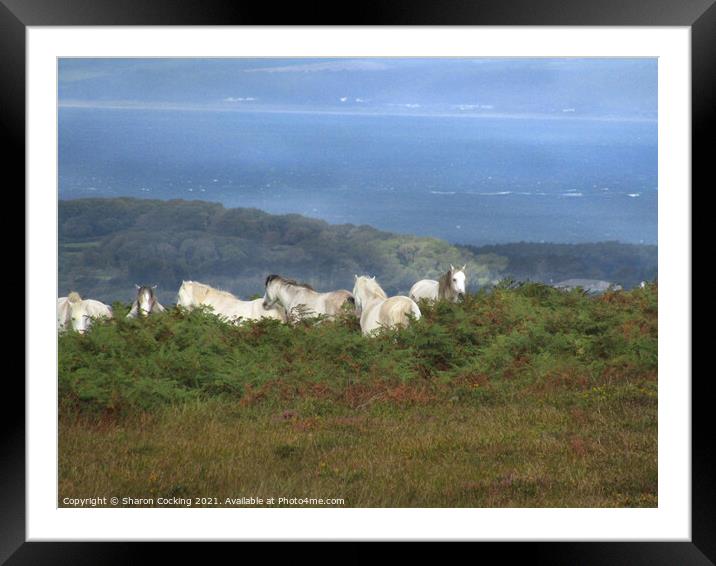Gower coast landscape white horses Framed Mounted Print by Sharon Cocking