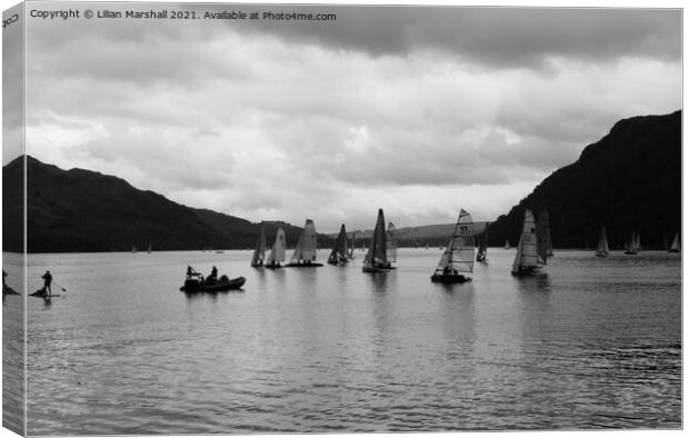 Yachts on on the  Ullswater lake.  Canvas Print by Lilian Marshall