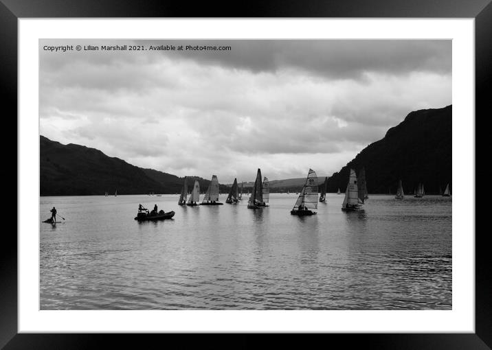Yachts on on the  Ullswater lake.  Framed Mounted Print by Lilian Marshall