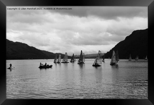 Yachts on on the  Ullswater lake.  Framed Print by Lilian Marshall