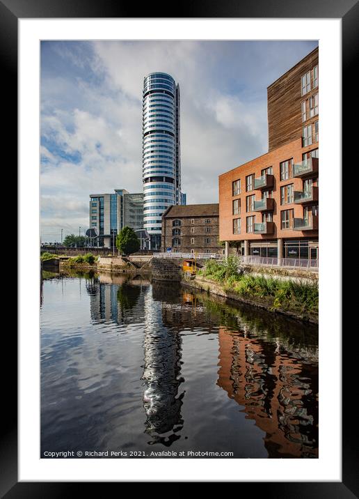Leeds City Centre Reflections Framed Mounted Print by Richard Perks