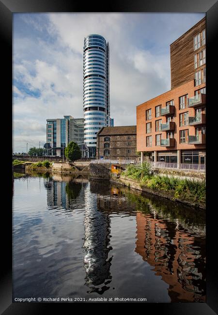 Leeds City Centre Reflections Framed Print by Richard Perks