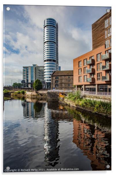 Leeds City Centre Reflections Acrylic by Richard Perks