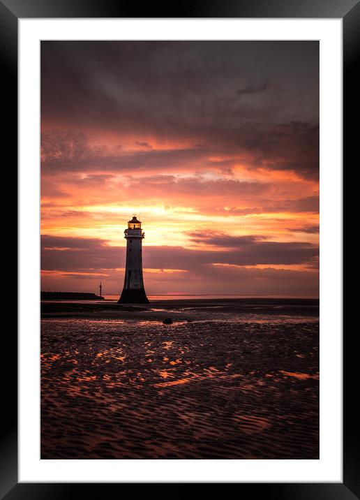 Fire Skies at New Brighton Framed Mounted Print by Liam Neon