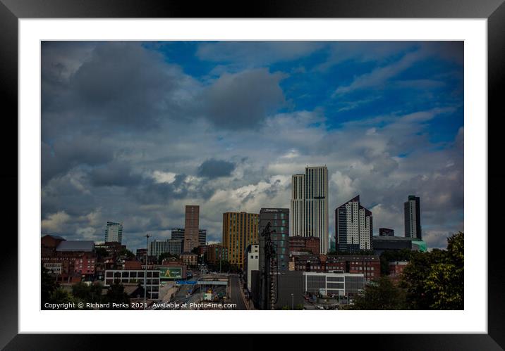 Leeds City Skyline Framed Mounted Print by Richard Perks