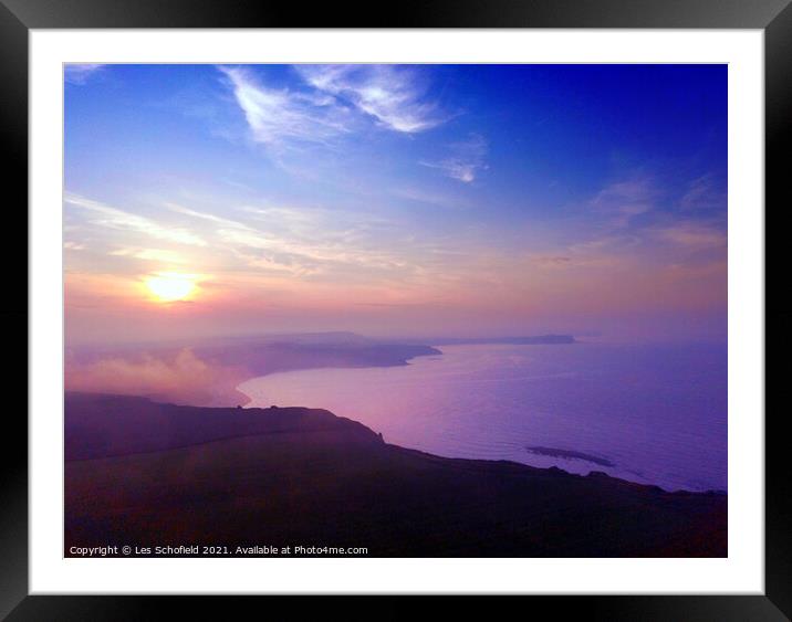 Majestic Sunset at Cayton Bay Framed Mounted Print by Les Schofield