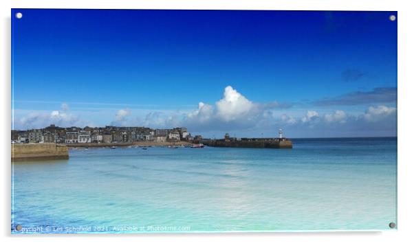 St Ives Cornwall Acrylic by Les Schofield
