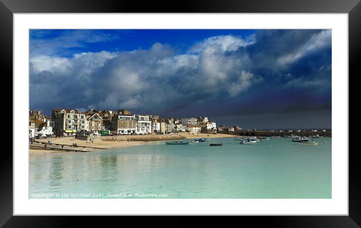 St Ives cornwall Framed Mounted Print by Les Schofield
