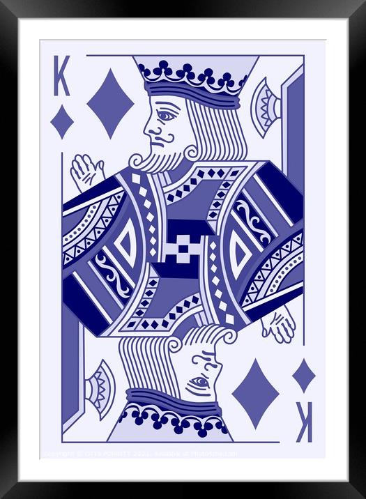 KING OF DIAMONDS (LARGE) BLUE Framed Mounted Print by OTIS PORRITT