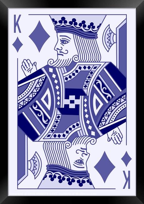 KING OF DIAMONDS (LARGE) BLUE Framed Print by OTIS PORRITT