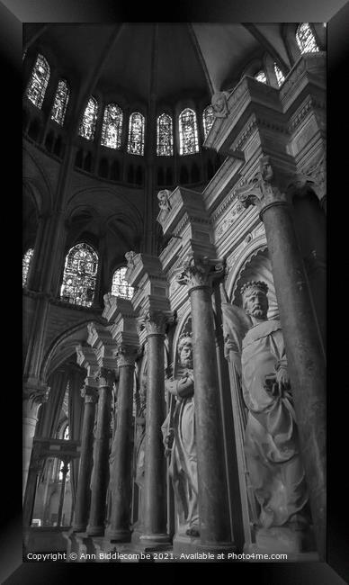 The Tomb Saint-Remi Basilica in Reims France in Monochrome Framed Print by Ann Biddlecombe
