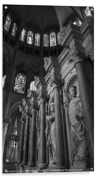 The Tomb Saint-Remi Basilica in Reims France in Monochrome Acrylic by Ann Biddlecombe