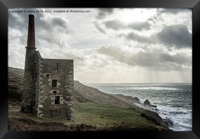 Old tin mine, engine house Wheal Prosper Rinsey co Framed Print by kathy white