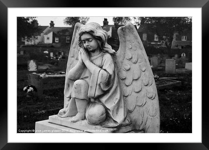 hatfield road cemetery angel Framed Mounted Print by aron james glasser