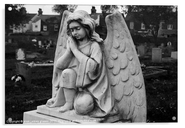 hatfield road cemetery angel Acrylic by aron james glasser