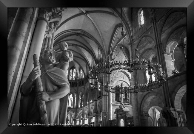 The Crown in Saint-Remi Basilica in Reims France in Monochrom Framed Print by Ann Biddlecombe