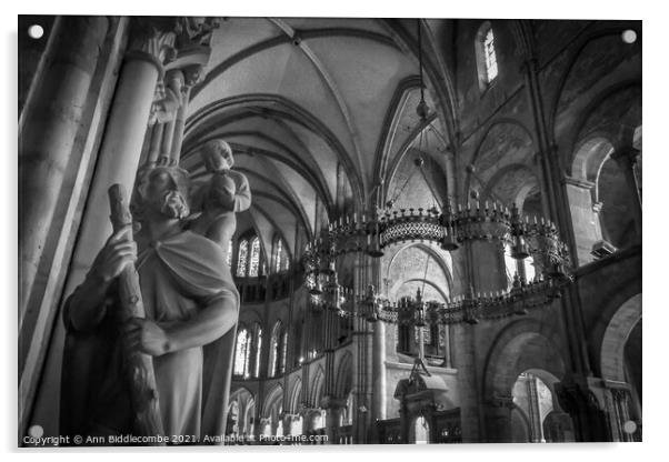 The Crown in Saint-Remi Basilica in Reims France in Monochrom Acrylic by Ann Biddlecombe