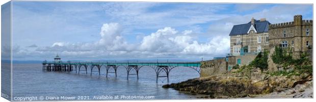 Clevedon Pier Panoramic Canvas Print by Diana Mower