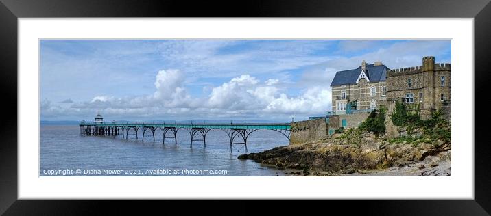 Clevedon Pier Panoramic Framed Mounted Print by Diana Mower