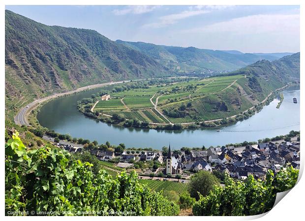 View over the bend of the river Moselle in Germany Print by Lensw0rld 