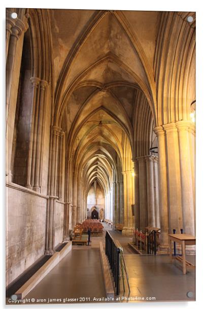 st albans cathedral hallway Acrylic by aron james glasser