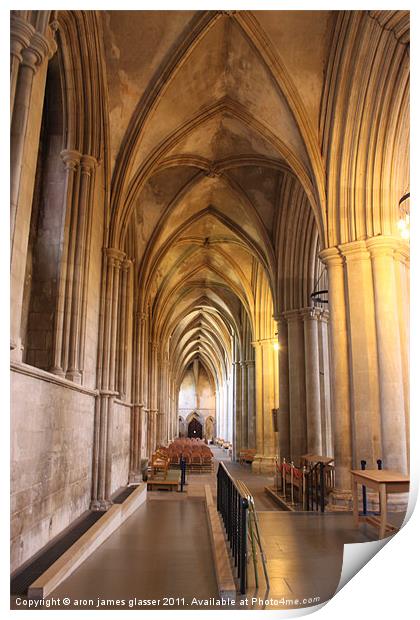 st albans cathedral hallway Print by aron james glasser