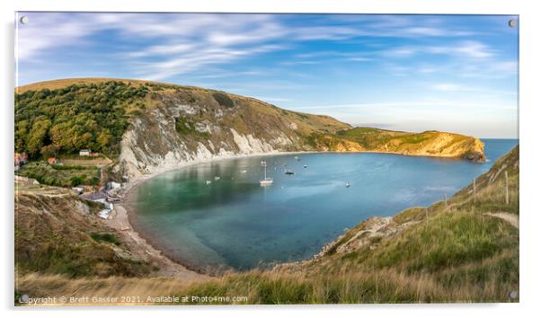 Lulworth Cove Panorama Acrylic by Brett Gasser