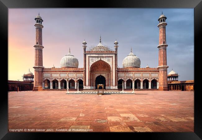 Jama Masjid Mosque, Delhi, India Framed Print by Brett Gasser