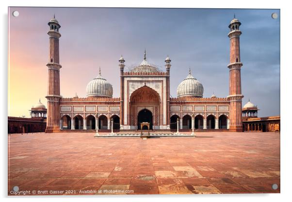 Jama Masjid Mosque, Delhi, India Acrylic by Brett Gasser