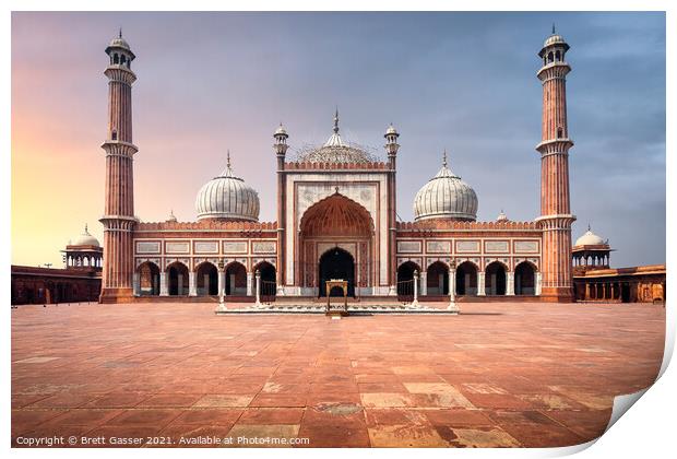Jama Masjid Mosque, Delhi, India Print by Brett Gasser