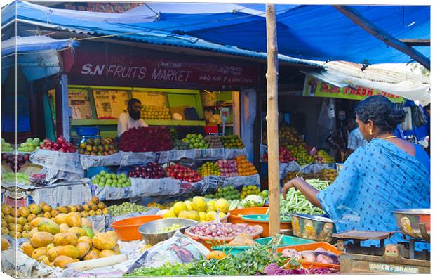 fruit shops in Palayam Trivandrum, India Canvas Print by Hassan Najmy