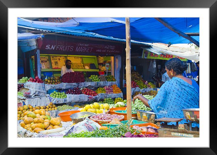 fruit shops in Palayam Trivandrum, India Framed Mounted Print by Hassan Najmy