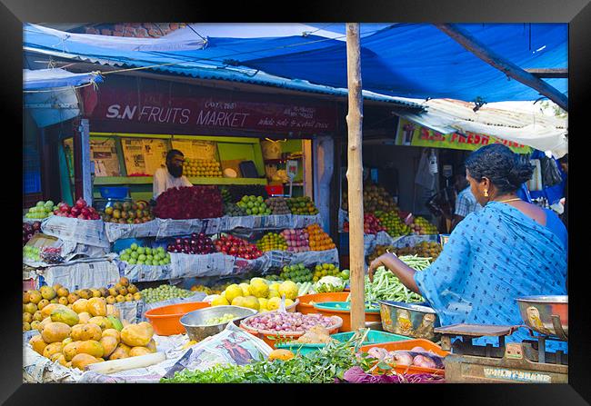 fruit shops in Palayam Trivandrum, India Framed Print by Hassan Najmy
