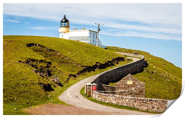 Stoer Lighthouse in the Scottish Highlands Print by John Frid