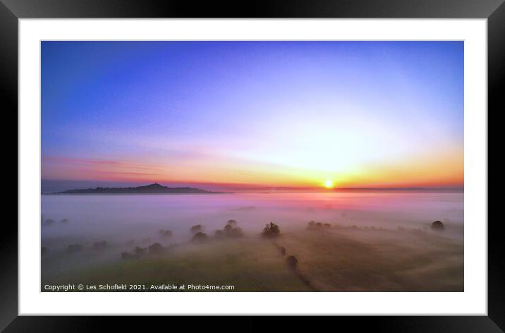 Glastonbury Sunrise  Framed Mounted Print by Les Schofield