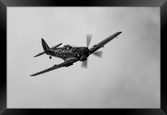 Spitfire TE311 Mono Framed Print by J Biggadike