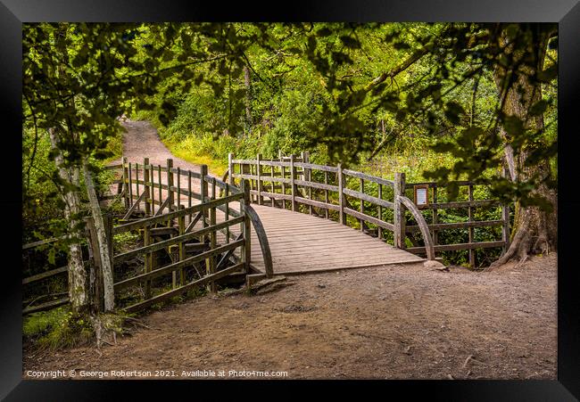 Pooh Sticks Bridge located in the One Hundred Acre woods  Framed Print by George Robertson