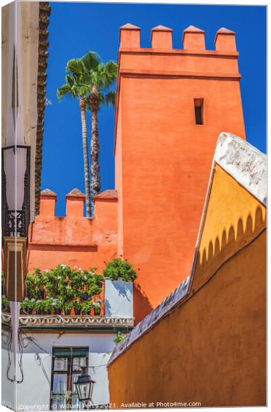Red Tower Alcazar Royal Palace Seville Spain Canvas Print by William Perry