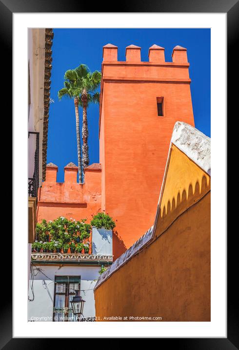 Red Tower Alcazar Royal Palace Seville Spain Framed Mounted Print by William Perry