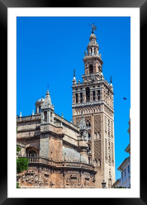 Giralda Bell Tower Seville Cathedral Spain Framed Mounted Print by William Perry