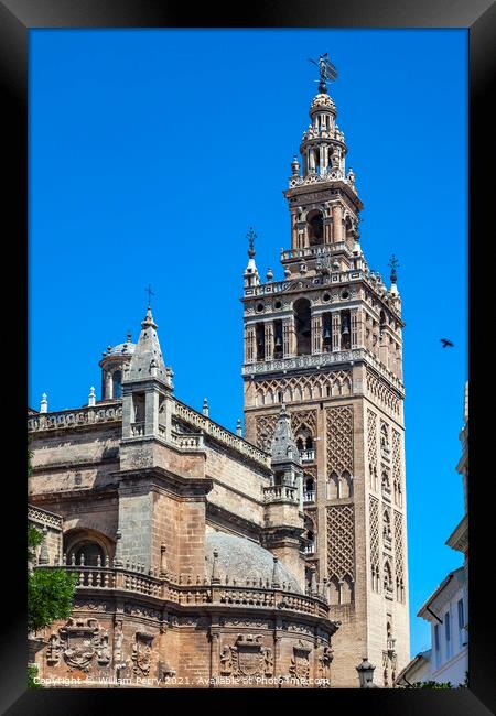 Giralda Bell Tower Seville Cathedral Spain Framed Print by William Perry