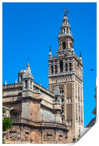 Giralda Bell Tower Seville Cathedral Spain Print by William Perry