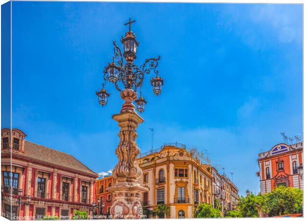 Plaza de la Contratacion Cathedral Seville Spain  Canvas Print by William Perry