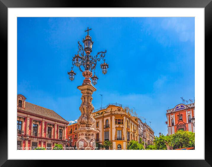 Plaza de la Contratacion Cathedral Seville Spain  Framed Mounted Print by William Perry