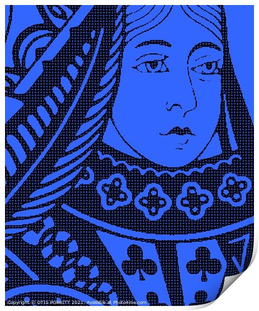 QUEEN OF CLUBS-BLUE Print by OTIS PORRITT