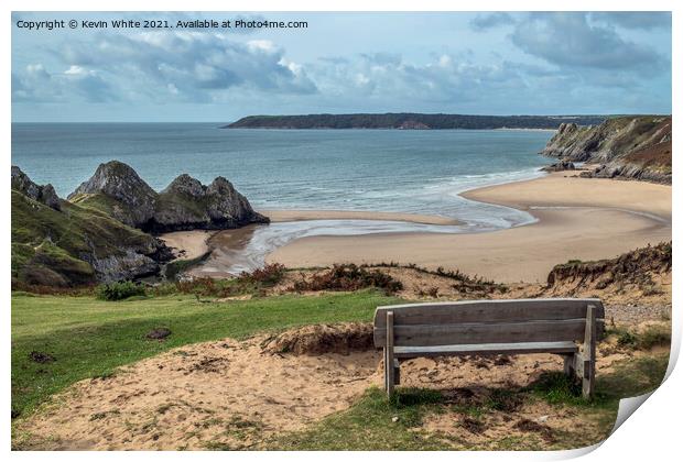 Gower Three Cliffs Bay Print by Kevin White