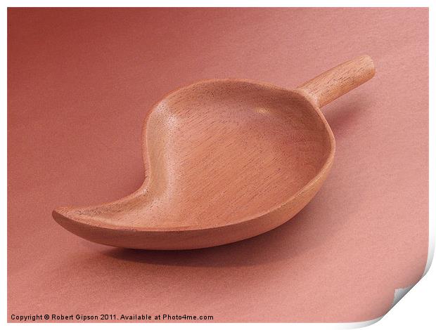 Carved wooden leaf bowl  Print by Robert Gipson