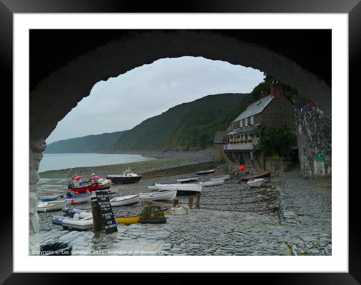 Clovely Harbour Devon Framed Mounted Print by Les Schofield