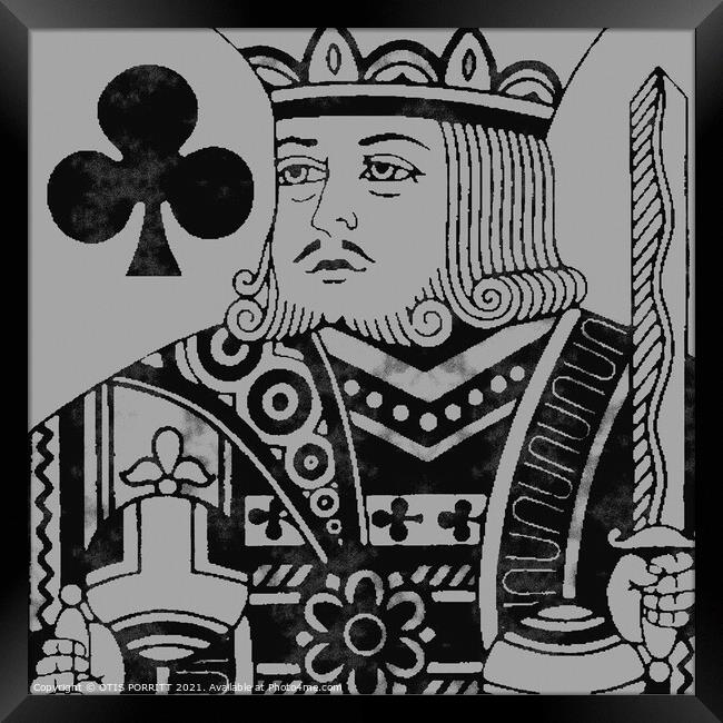 KING OF CLUBS-2 GRAY Framed Print by OTIS PORRITT